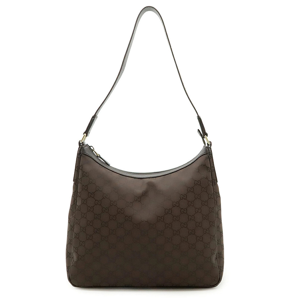 Gucci GG Shoulder Bag Hobo Leather Dark Brown